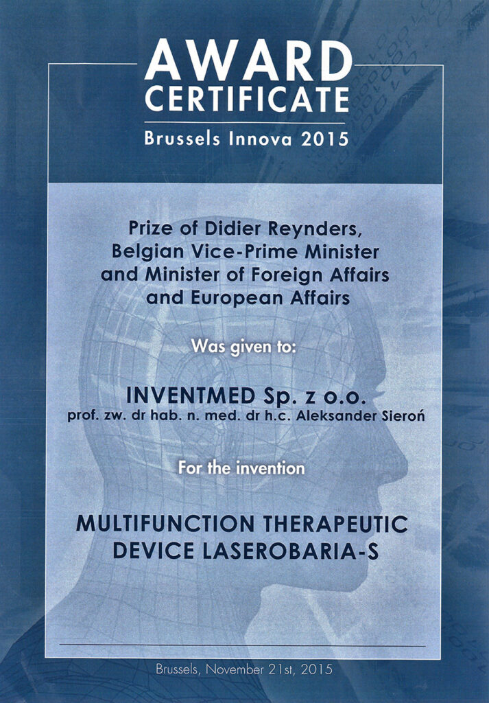 Inventmed Award Certicate brussels innova 2015