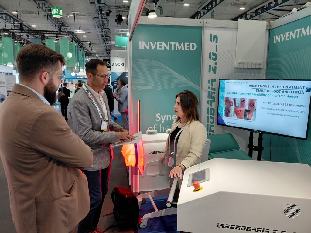 Inventmed podczas konferencji EWMA 2026 w Bremie, prezentujące technologię Laserobaria 2.0_S